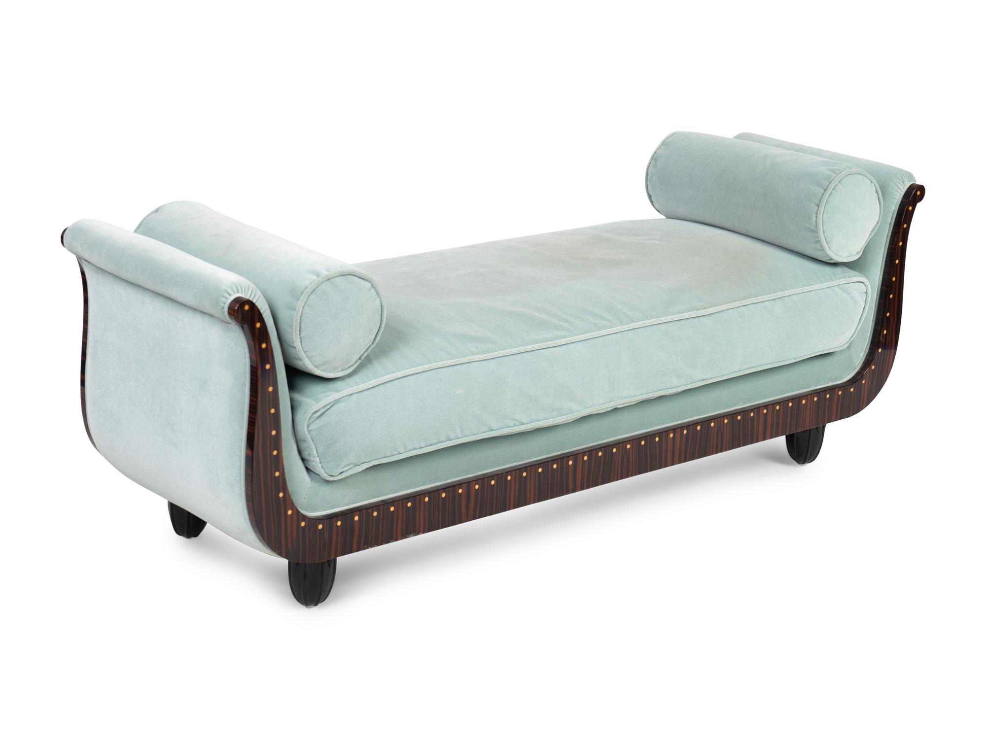 A French Art Deco Style Inlaid Macassar Bench — 20TH CENTURY