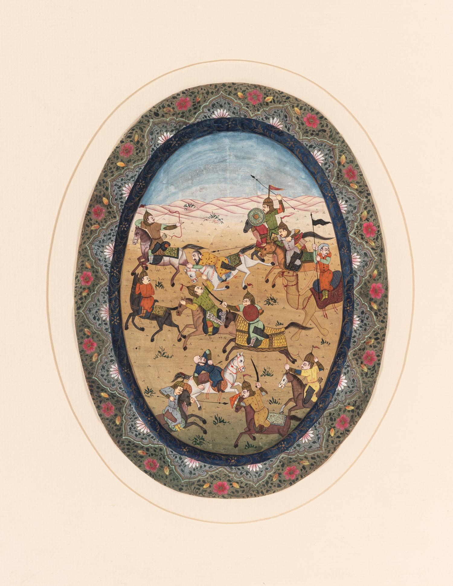 Nine Persian School Miniature Paintings