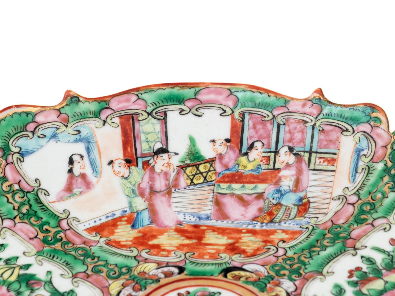 Five Chinese Export Famille Rose Porcelain Plates