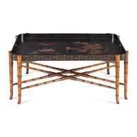 A Lacquered and Faux-Bamboo Low Table