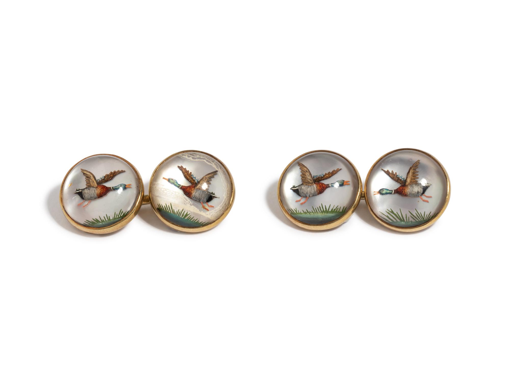 ESSEX CRYSTAL AND MOTHER-OF-PEARL CUFFLINKS
