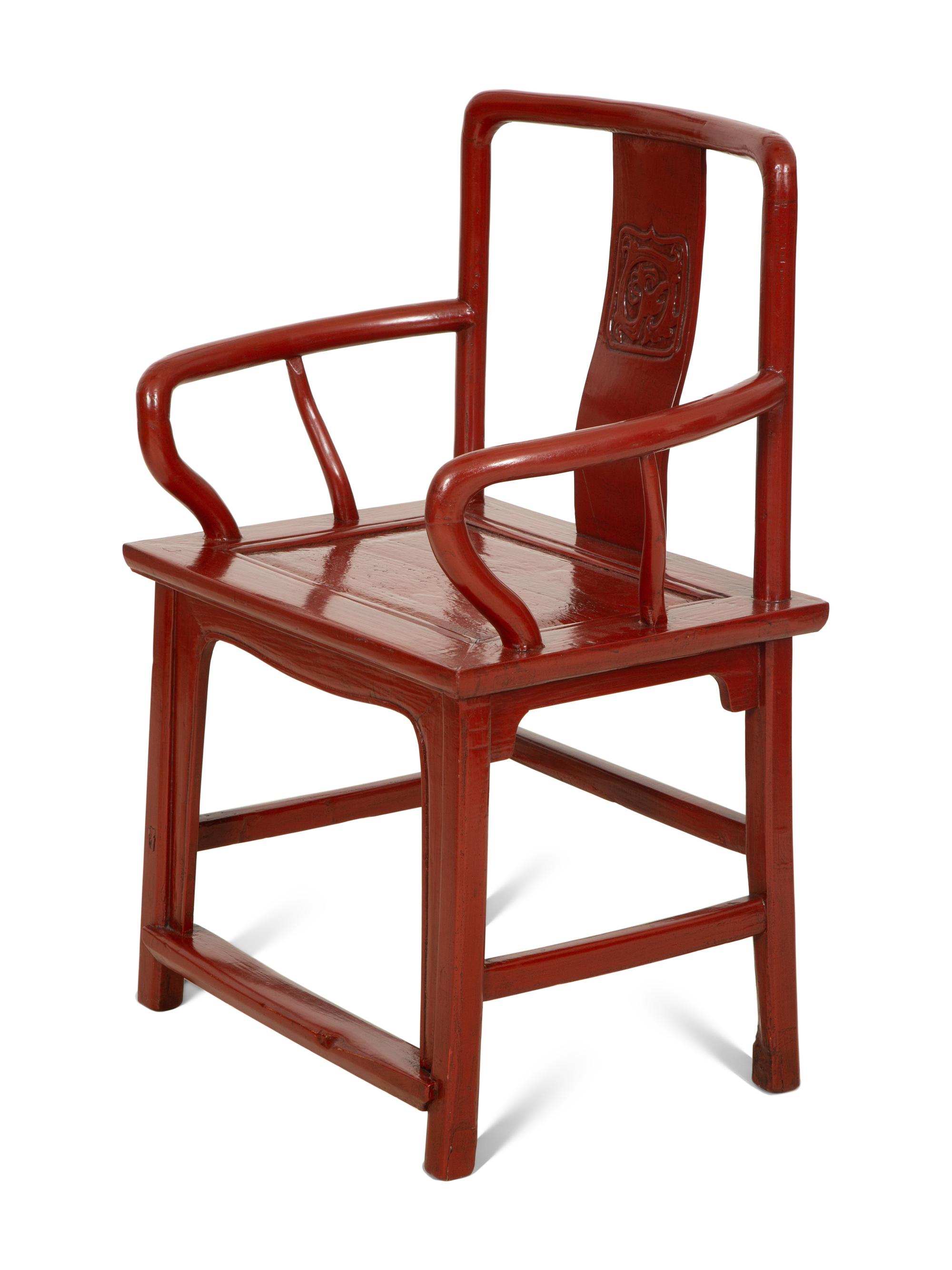 A Chinese Red Painted Armchair