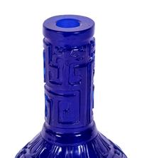 A Chinese Carved Transparent Sapphire Blue Glass Bottle Vase