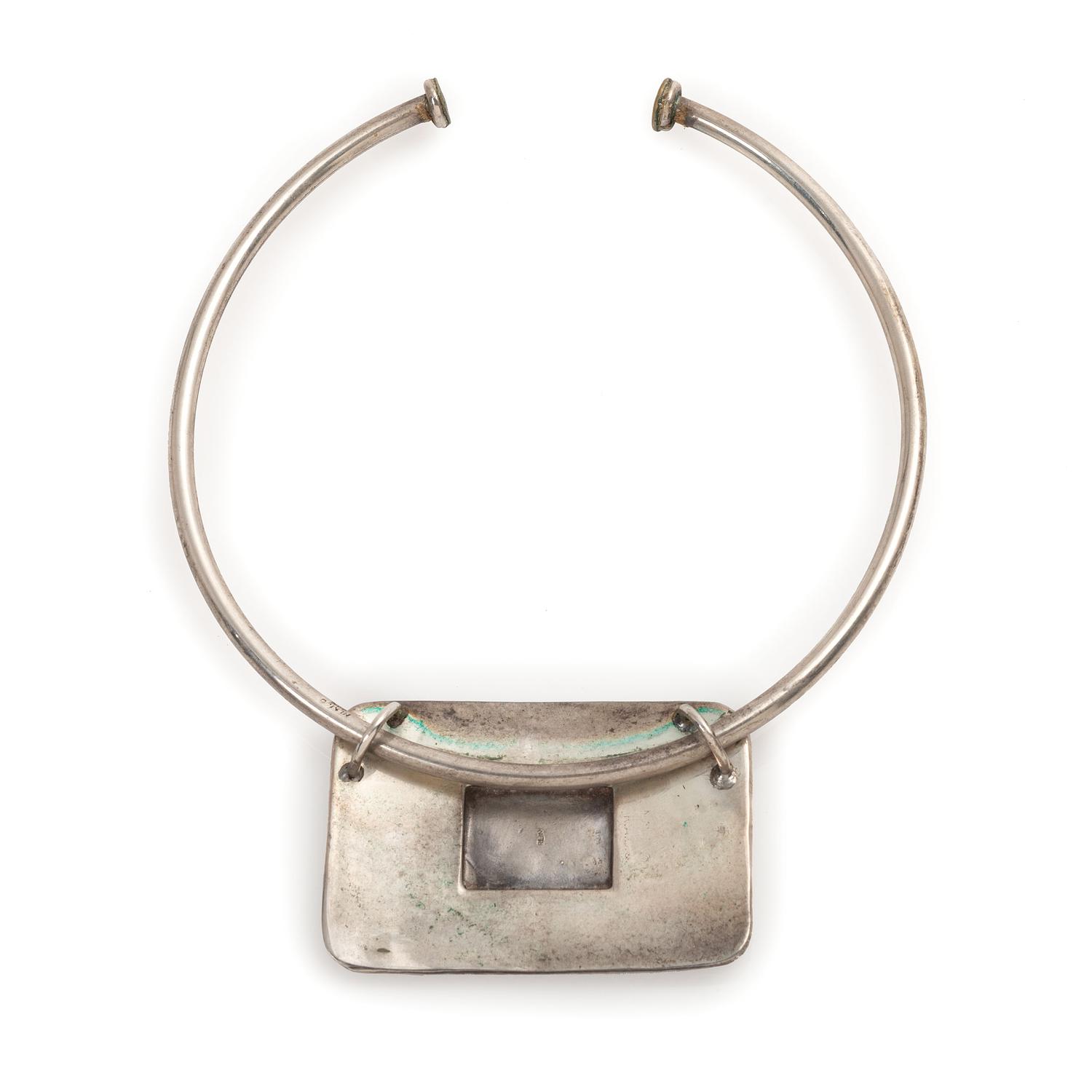 Navajo Silver and Mosaic Inlay Bear Choker Necklace