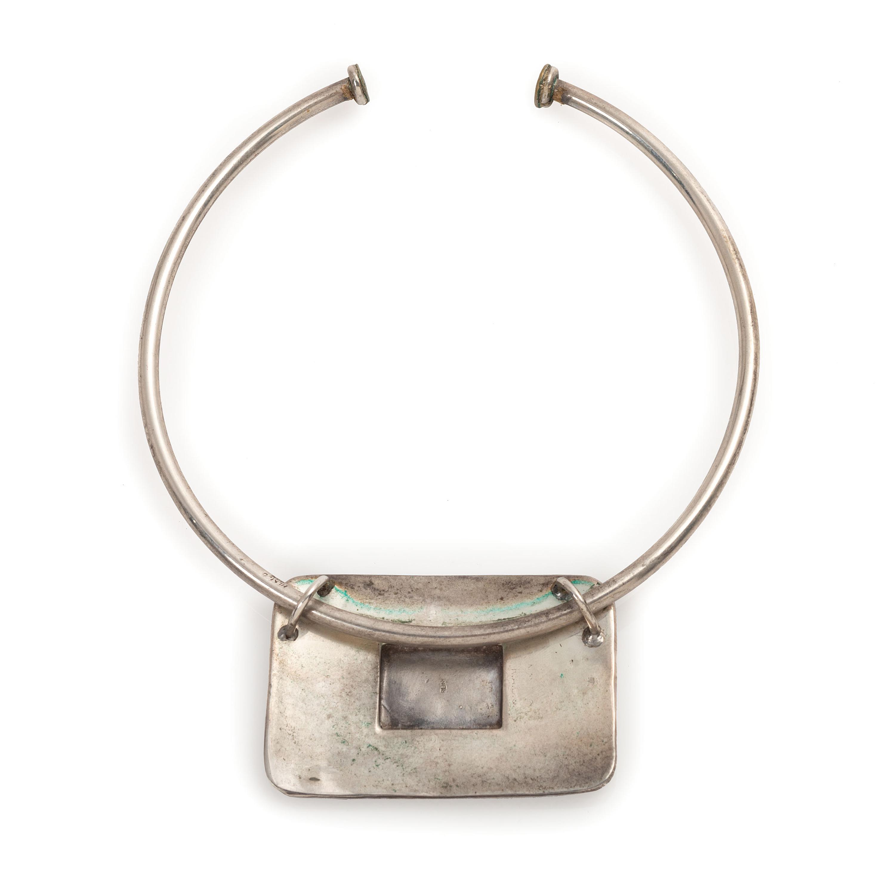 Navajo Silver and Mosaic Inlay Bear Choker Necklace