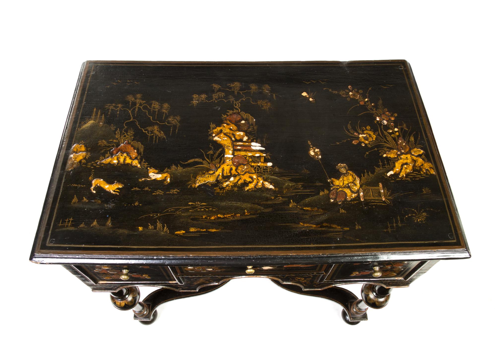 A William and Mary Style Laquered Table Height 28 x width 19 1/8 depth 30 1/8 inches. — 19TH CENTURY
