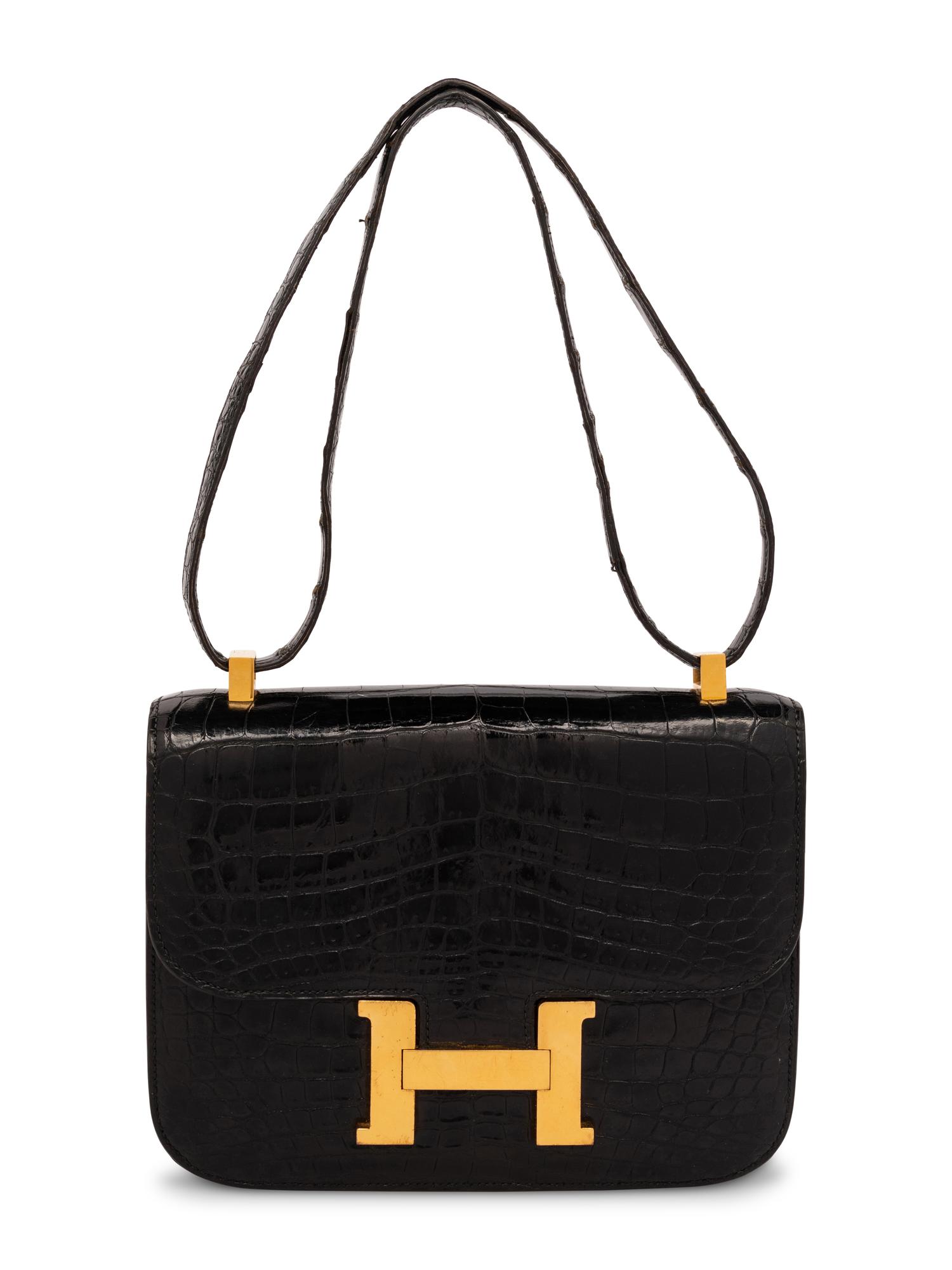 Hermès Constance 23 Shoulder Bag Shiny Black Crocodile