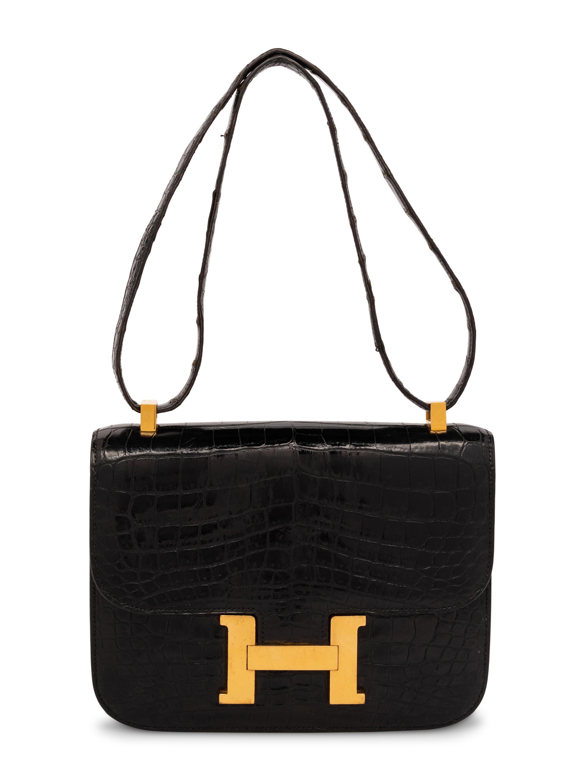 Hermès Constance 23 Shoulder Bag Shiny Black Crocodile