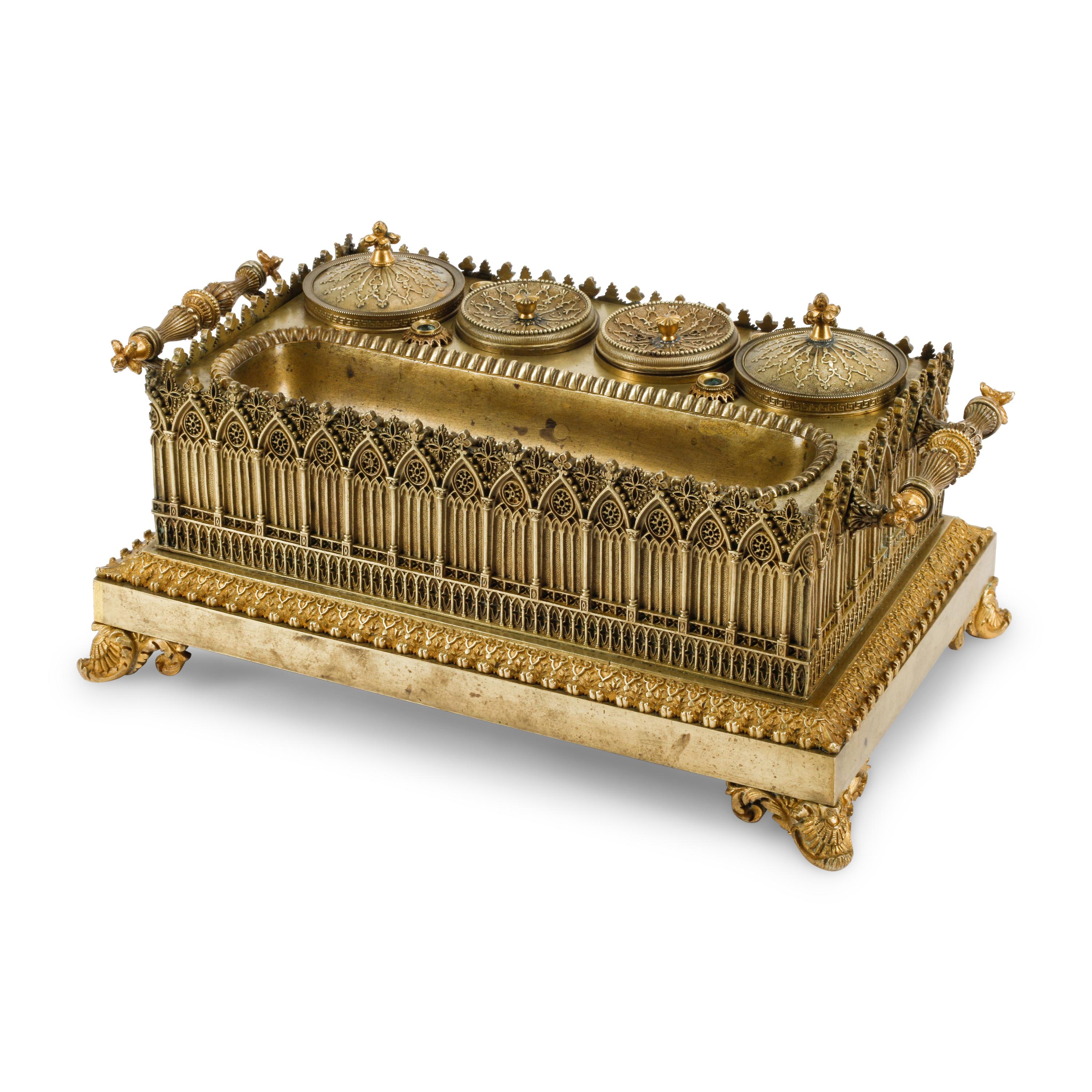 A Louis Philippe Gilt Bronze Inkwell