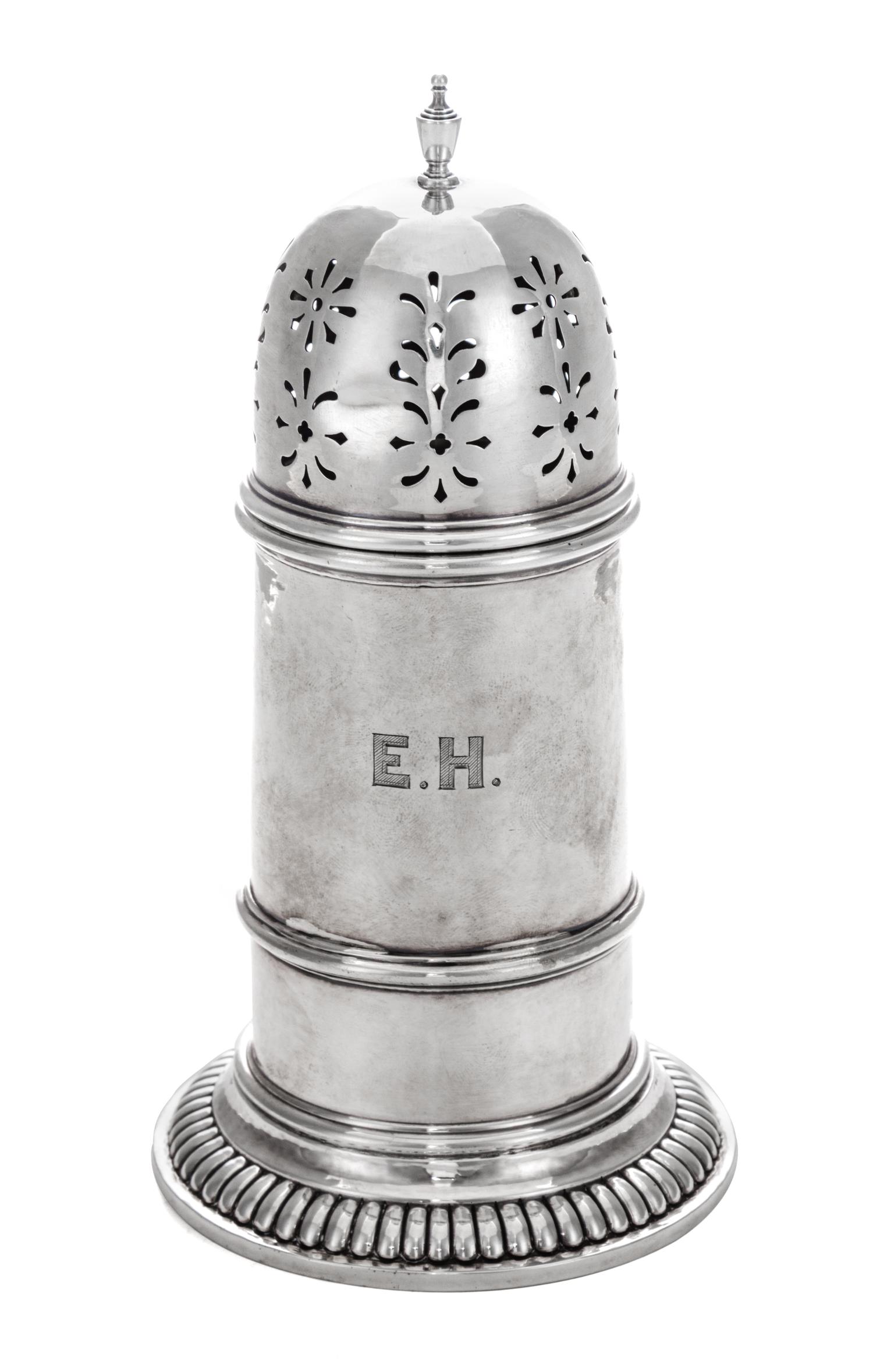 An American Silver Sugar Caster, Gorham Mfg. Co., Providence, RI, 20th Century, after the 1701 William Gamble example.