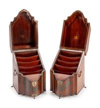 A Pair of George III Painted Mahogany Stationery Boxes