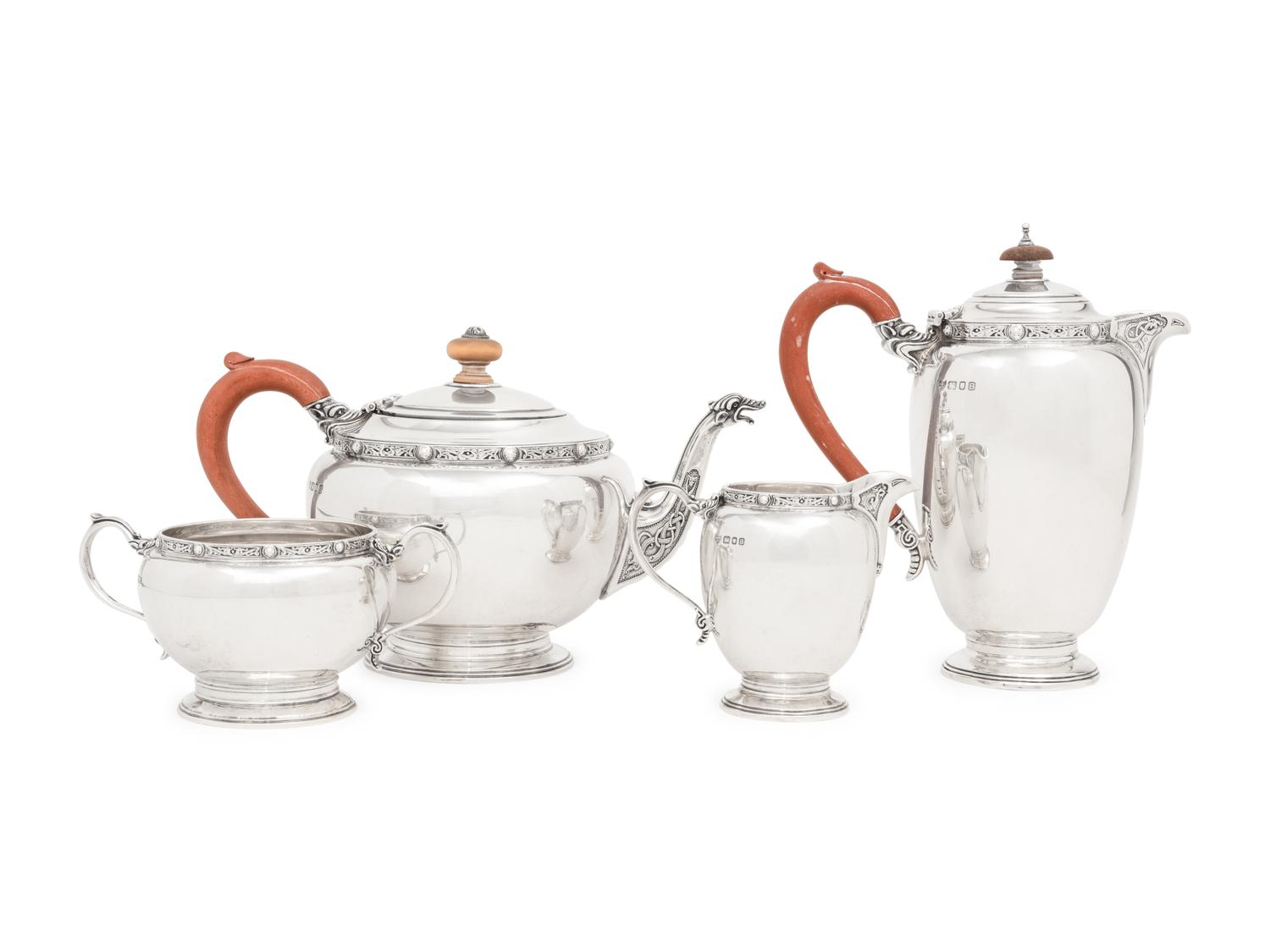 An English Silver Four-Piece Tea and Coffee Service