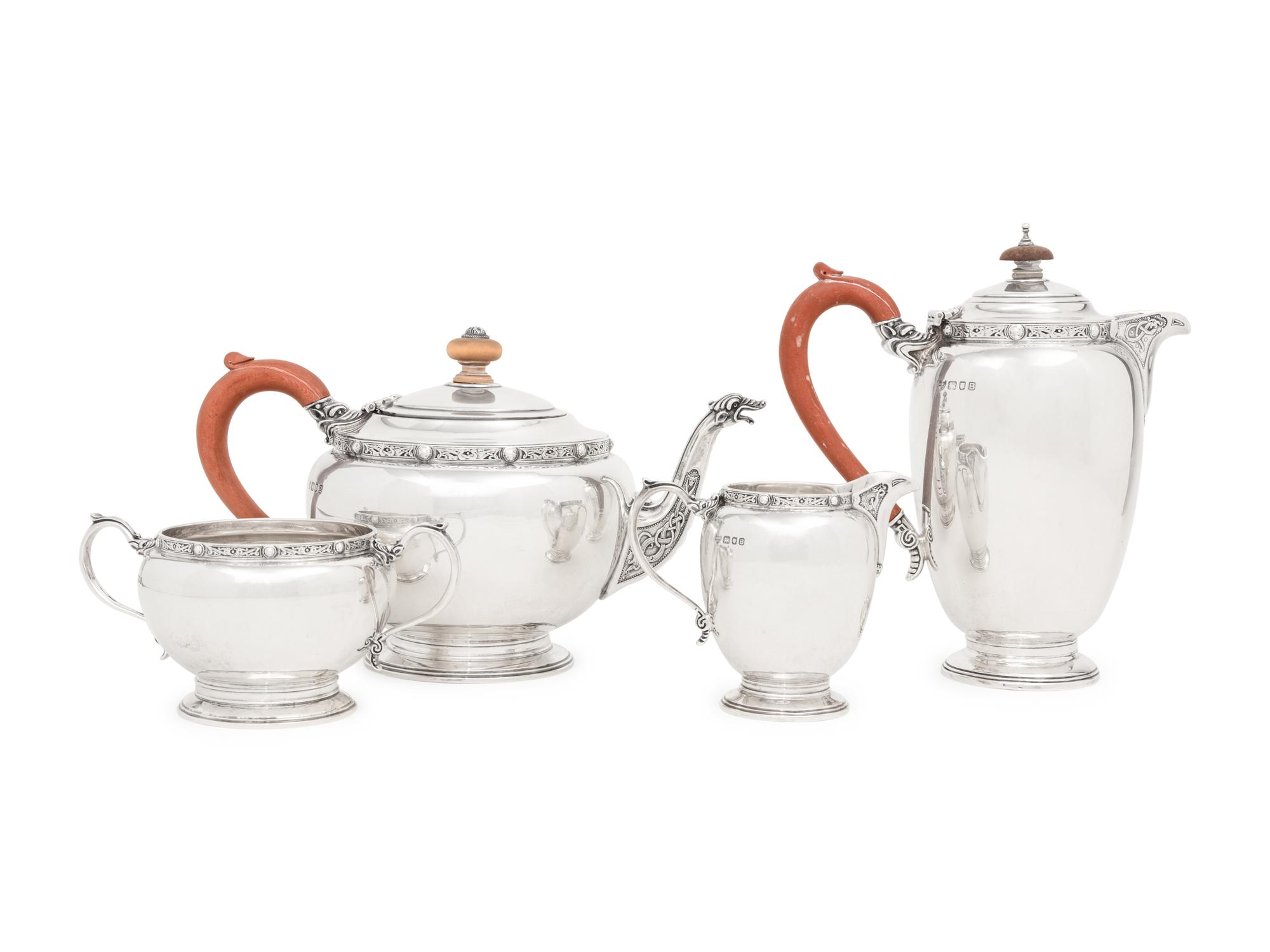 An English Silver Four-Piece Tea and Coffee Service