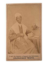 [TRUTH, Sojourner (1797-1883)]. CDV of Sojourner Truth with flowers. Michigan: 1864.