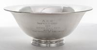 An American Silver Presentation Bowl, Towle Silversmiths, Newburyport, MA, Mid 20th Century, circular with gadrooned border, underside