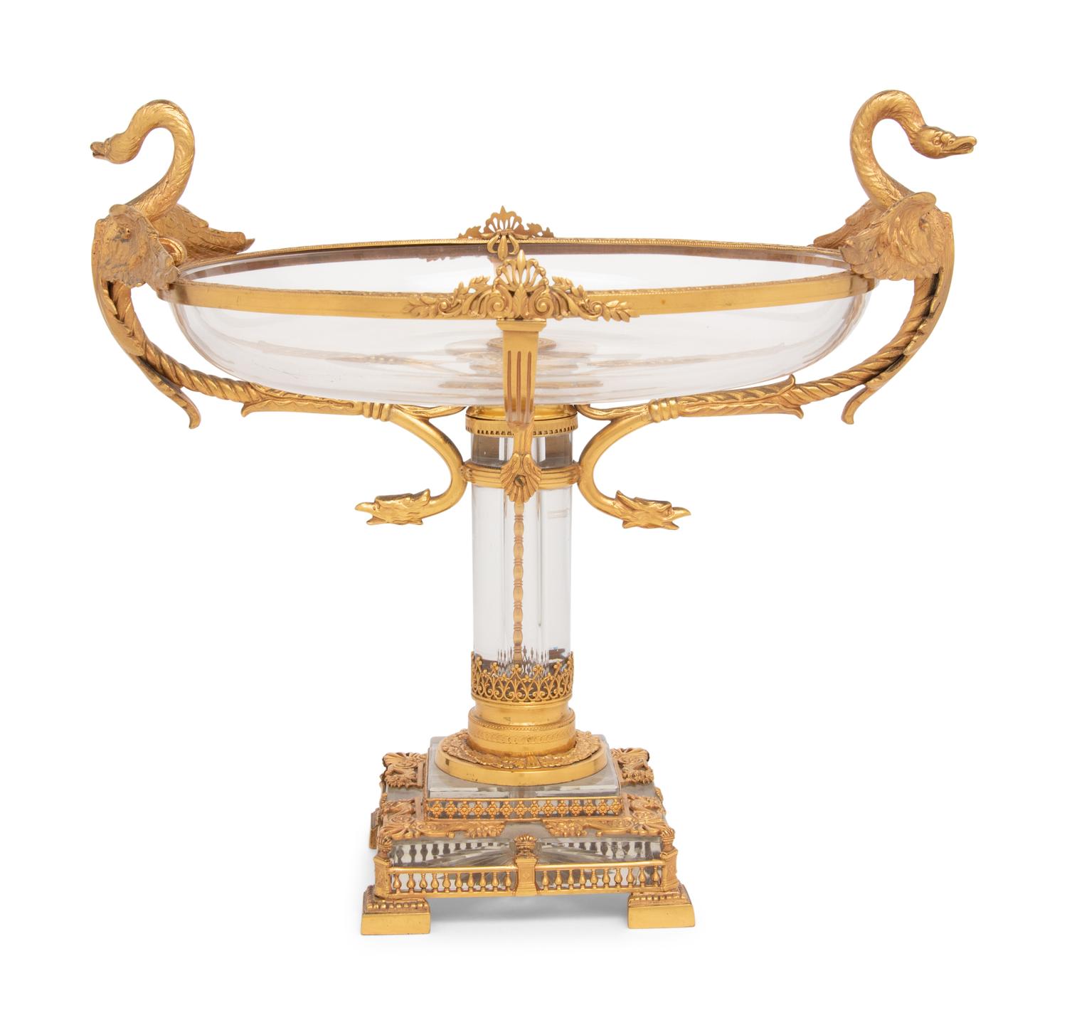 An Empire Style Cut Glass and Gilt Bronze Centerpiece
