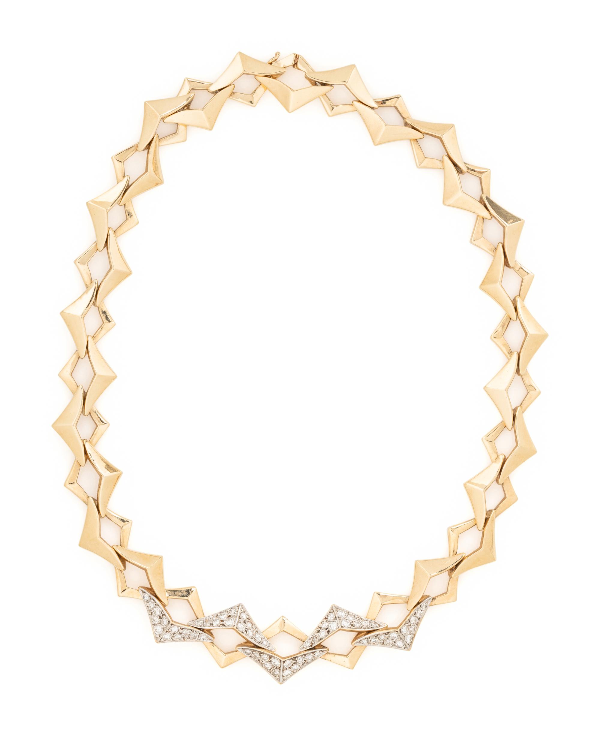 ENRIQUE PASCUAL, YELLOW GOLD AND DIAMOND NECKLACE