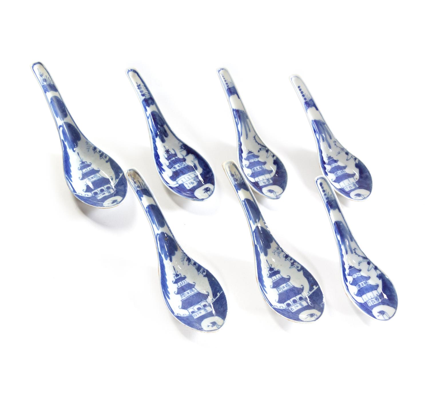 A Collection of 110 Chinese Blue and White Porcelain Spoons