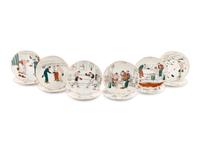 A Set of Twelve Le Boxe Decorative Plates Featuring Boxing Scenes by C. R. Genty,