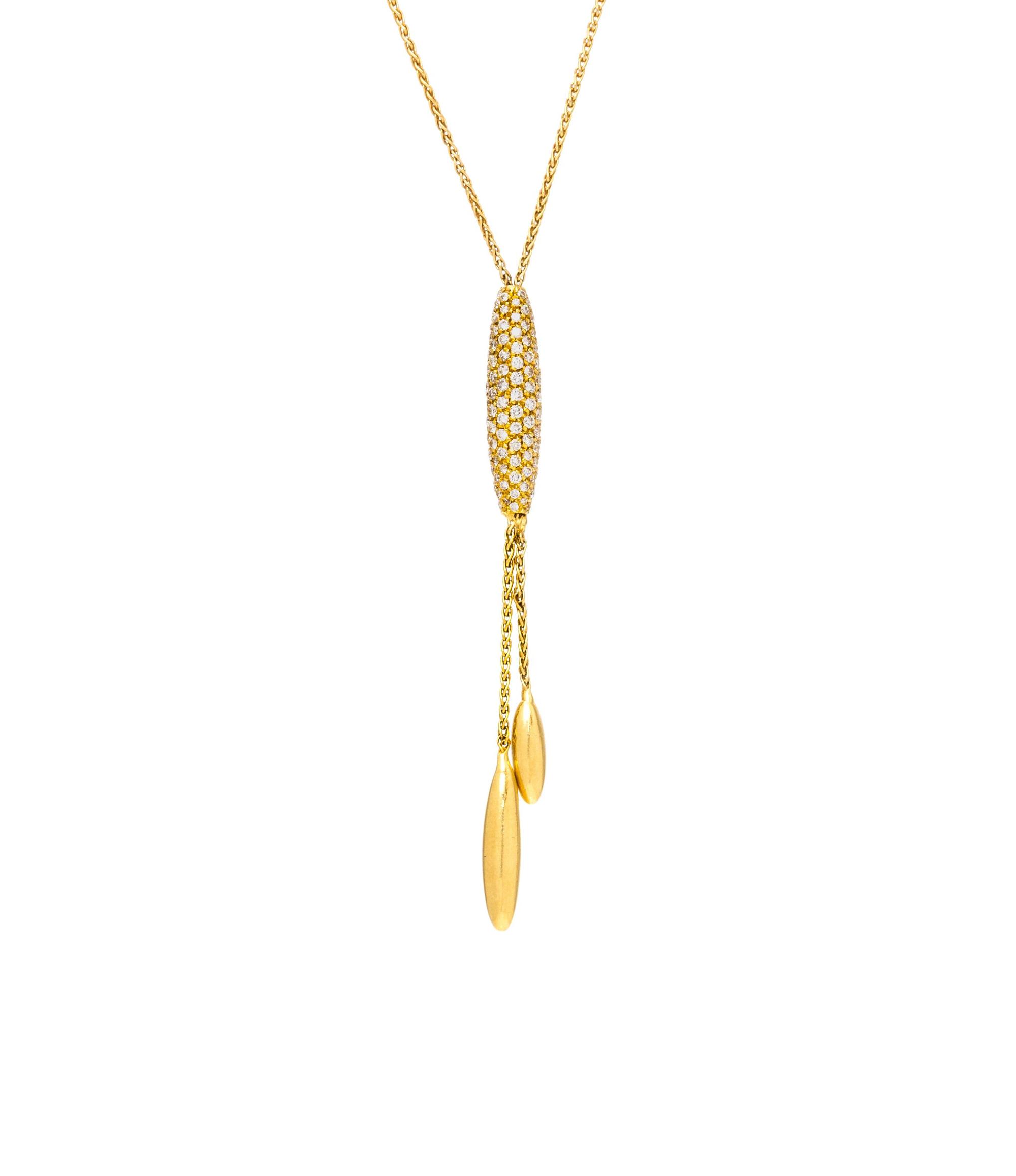 YELLOW GOLD AND DIAMOND LARIAT NECKLACE