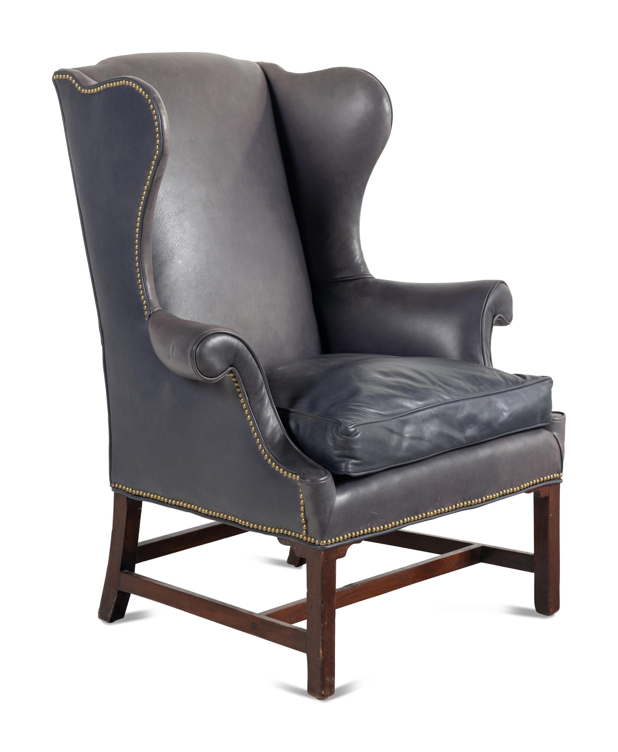 A George III Style Mahogany Wingback Armchair