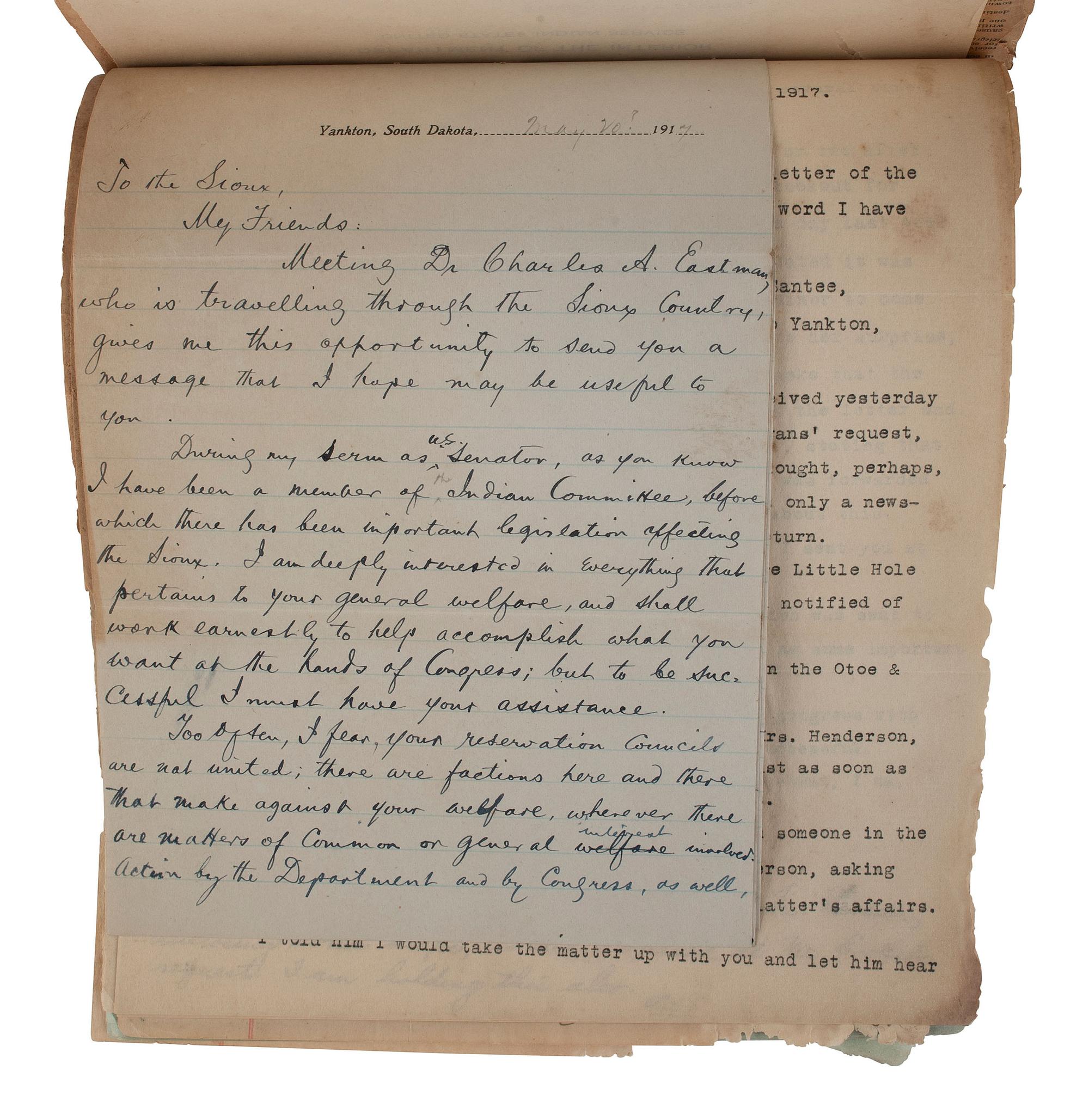 [NATIVE AMERICAN]. Papers associated with the Sioux, Assiniboine, and Ponca Nations, ca early 1900s.
