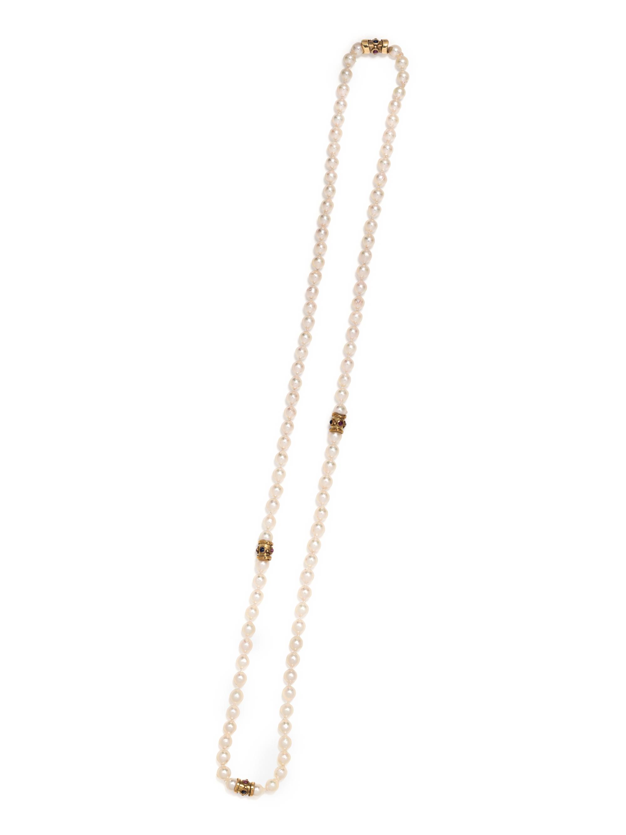 CULTURED PEARL AND MULTIGEM NECKLACE