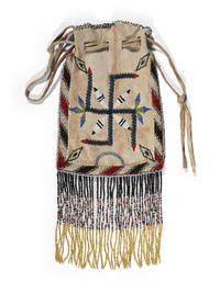 Apache Beaded Hide Drawstring Bag