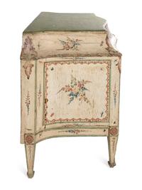 A North Italian Cream and Polychrome-Painted Commode