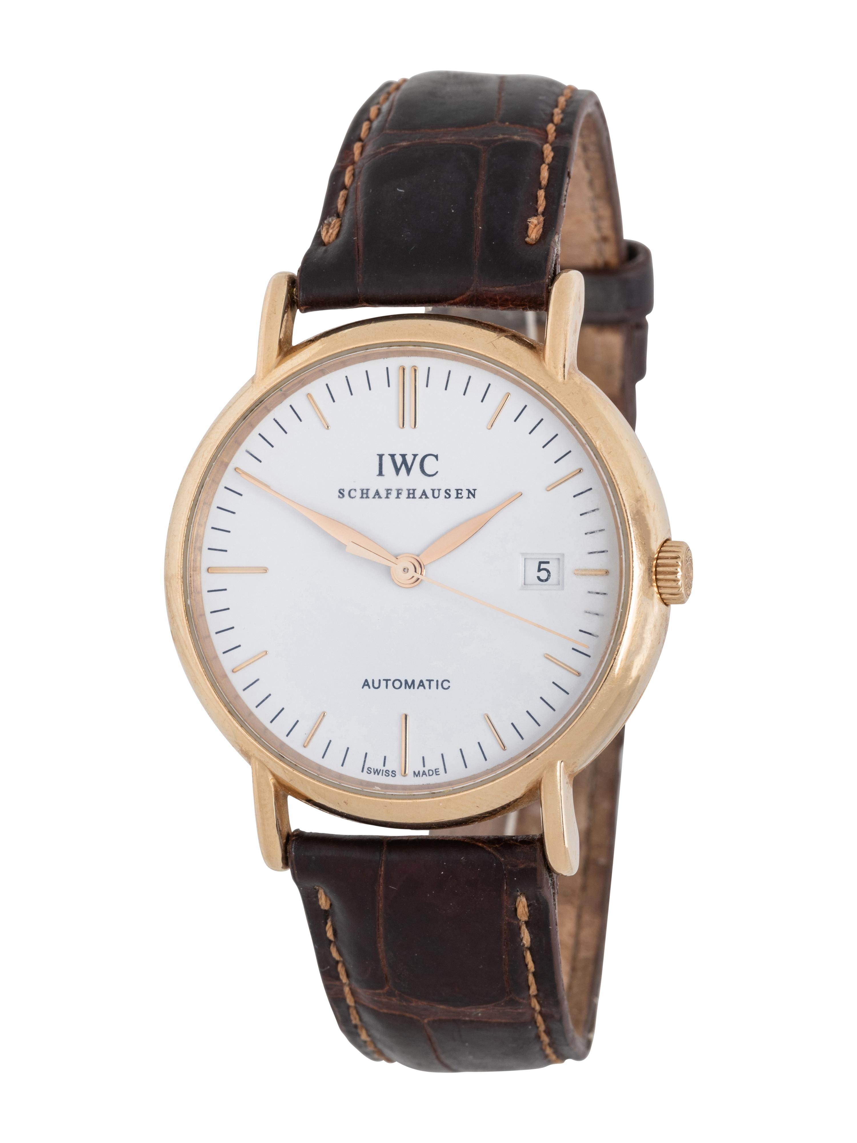 IWC, REF. 3563, 18K YELLOW GOLD 'PORTOFINO' DATE WATCH WITH IWC BUCKLE