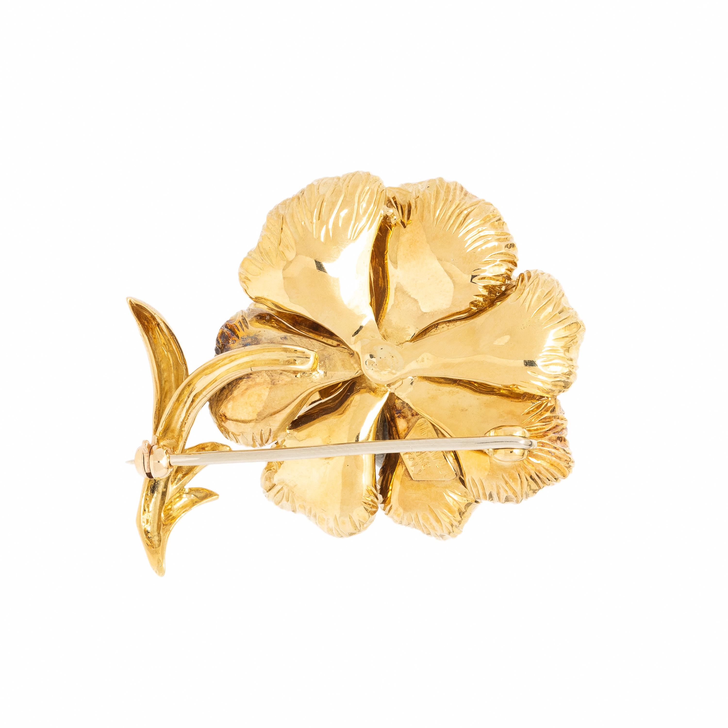 Tiffany & Co., Yellow Gold and Ruby Flower Brooch