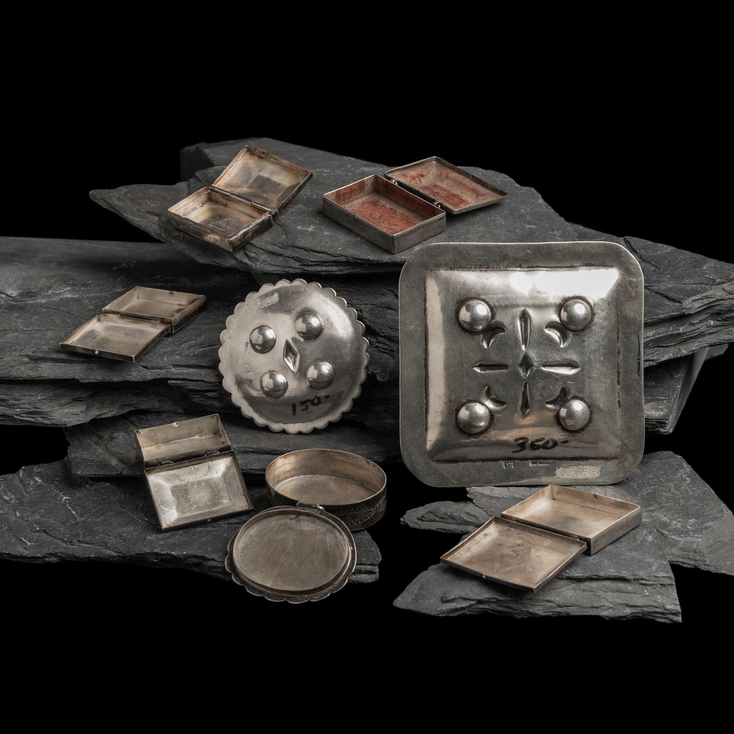 Navajo Silver Pill Boxes and Ash Trays