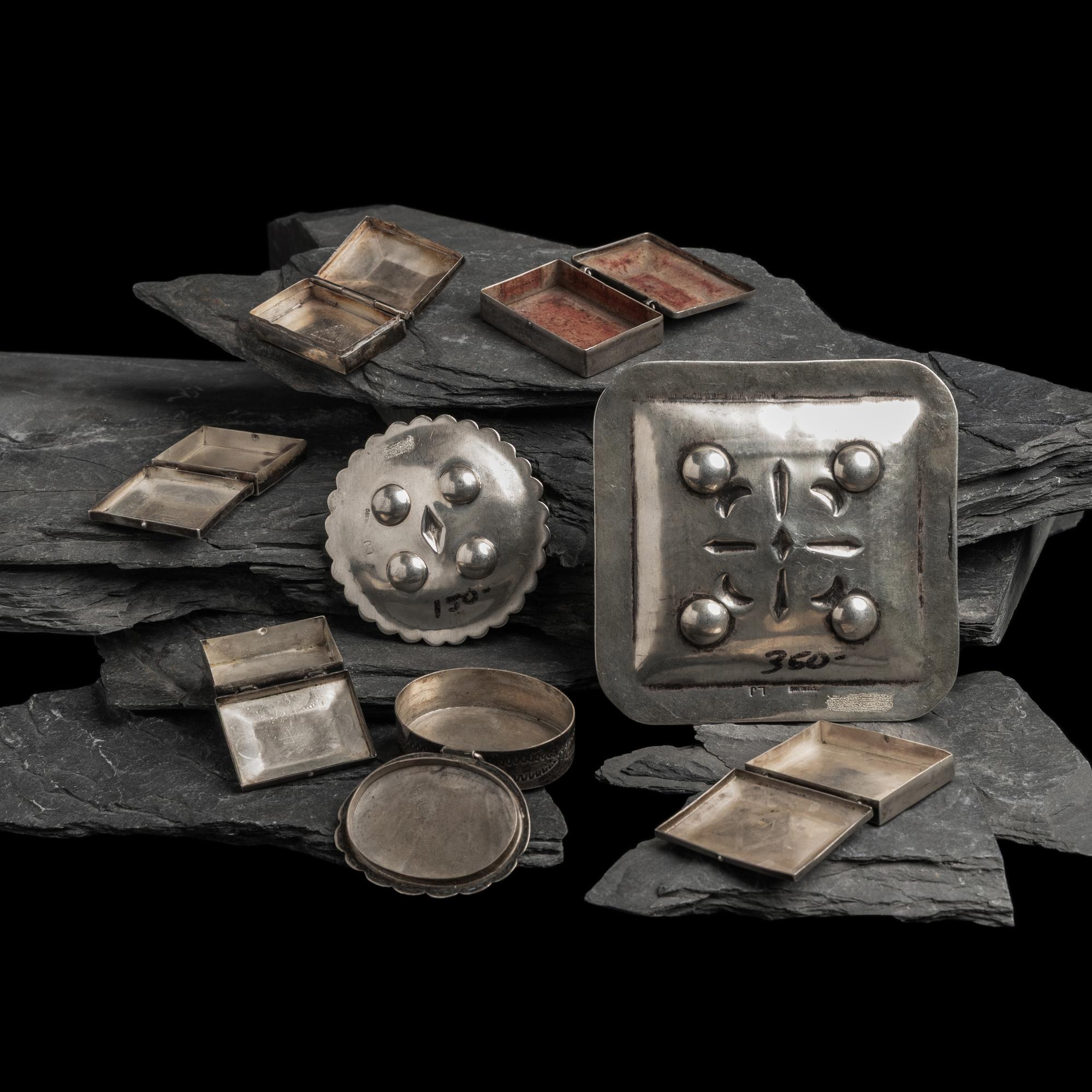 Navajo Silver Pill Boxes and Ash Trays