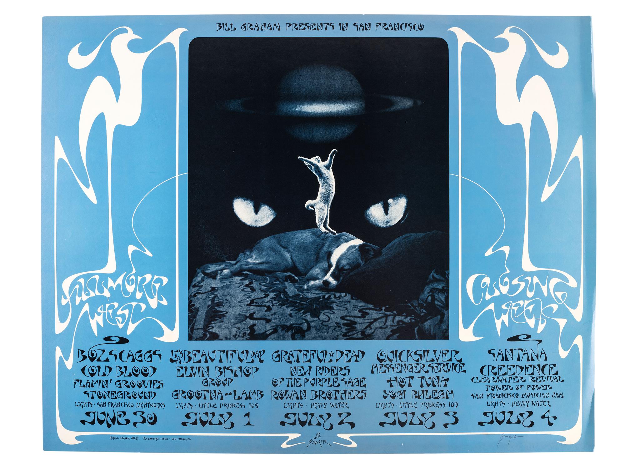 [MUSIC] -- [POSTERS]. SINGER, David, artist. Complete set of 66 SIGNED posters designed for the Fillmore West Ballroom, San Francisco, California. 1969-1971.