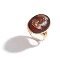 A Neoclassical Sardonyx Cameo and Gold Finger Ring with a Double Portrait
