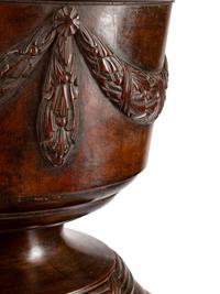 A George III Style Carved Mahogany Jardinière on Pedestal