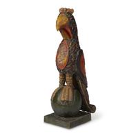 Carved and painted parrot perched on a sphere in the manner of Wilhelm Schimmel (1817-1890) Robert Stauffer, late 20th century