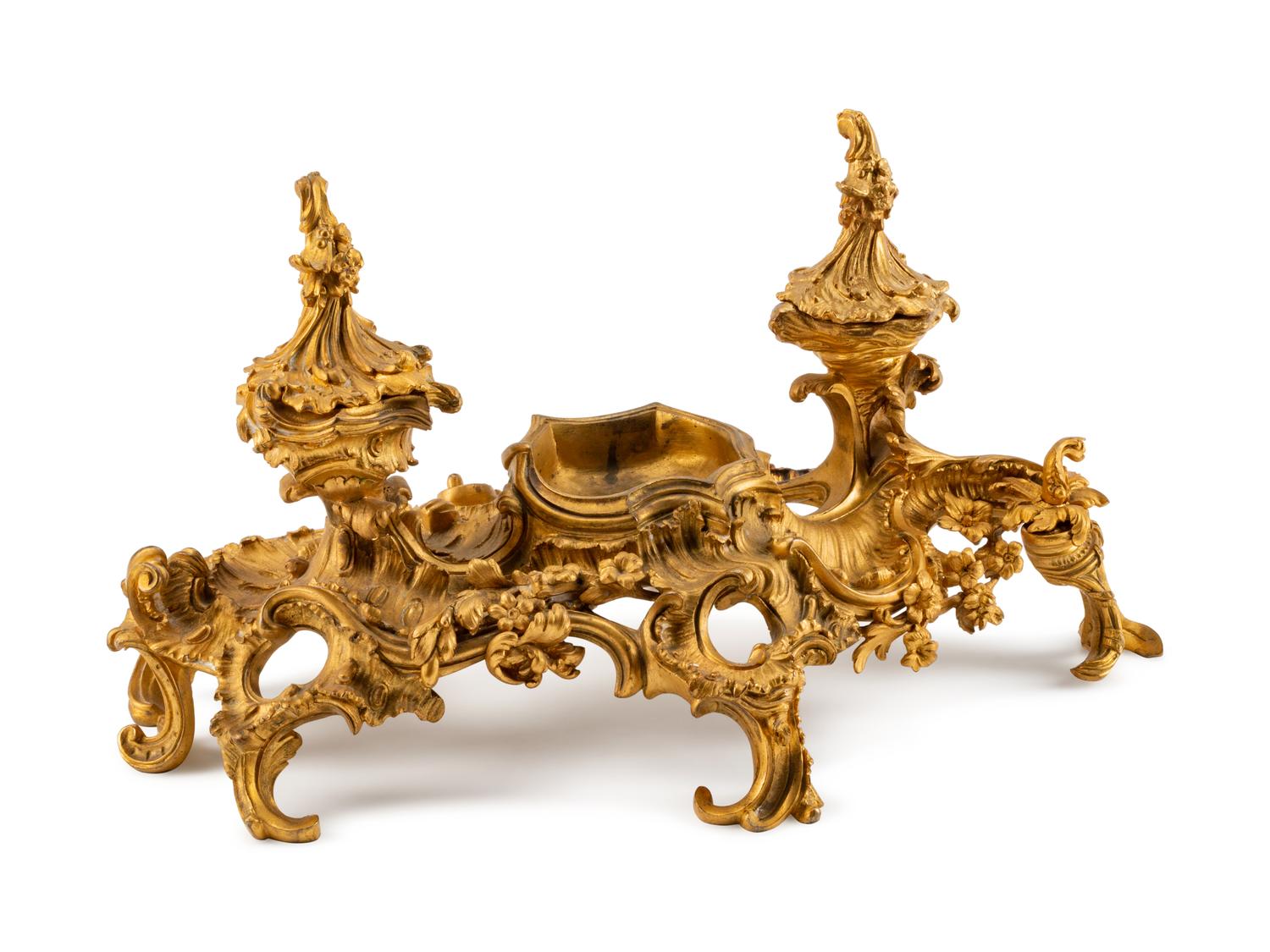 A Louis XV Style Gilt-Bronze Encrier — 19TH CENTURY