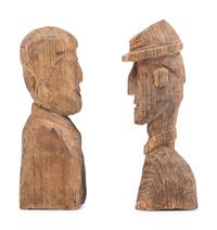 A group of 3 Civil War soldier folk art wood carvings made at Andersonville Prison, Georgia.