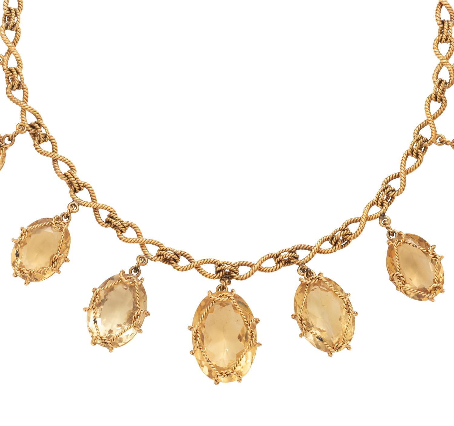 YELLOW GOLD AND CITRINE NECKLACE