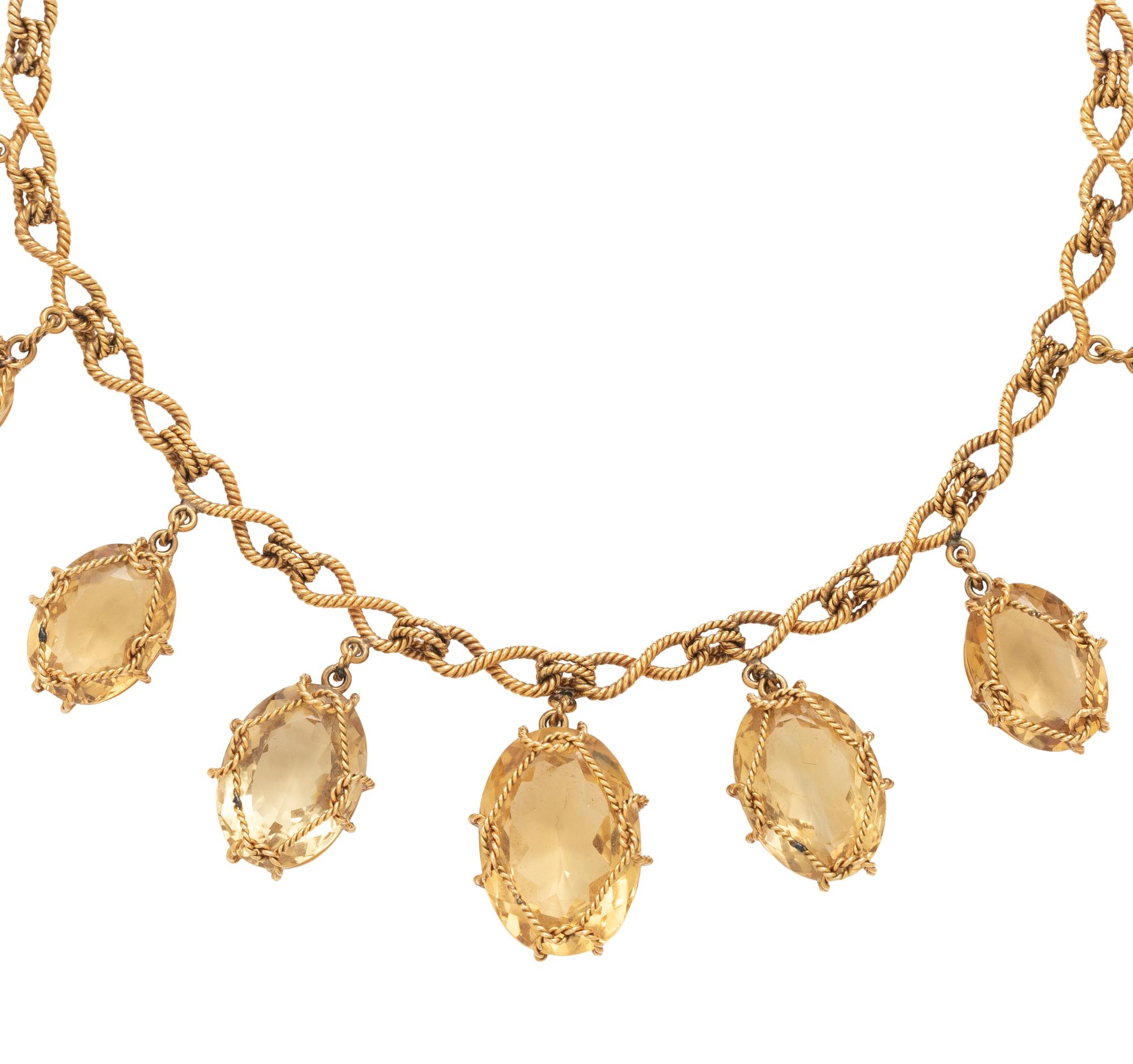 YELLOW GOLD AND CITRINE NECKLACE