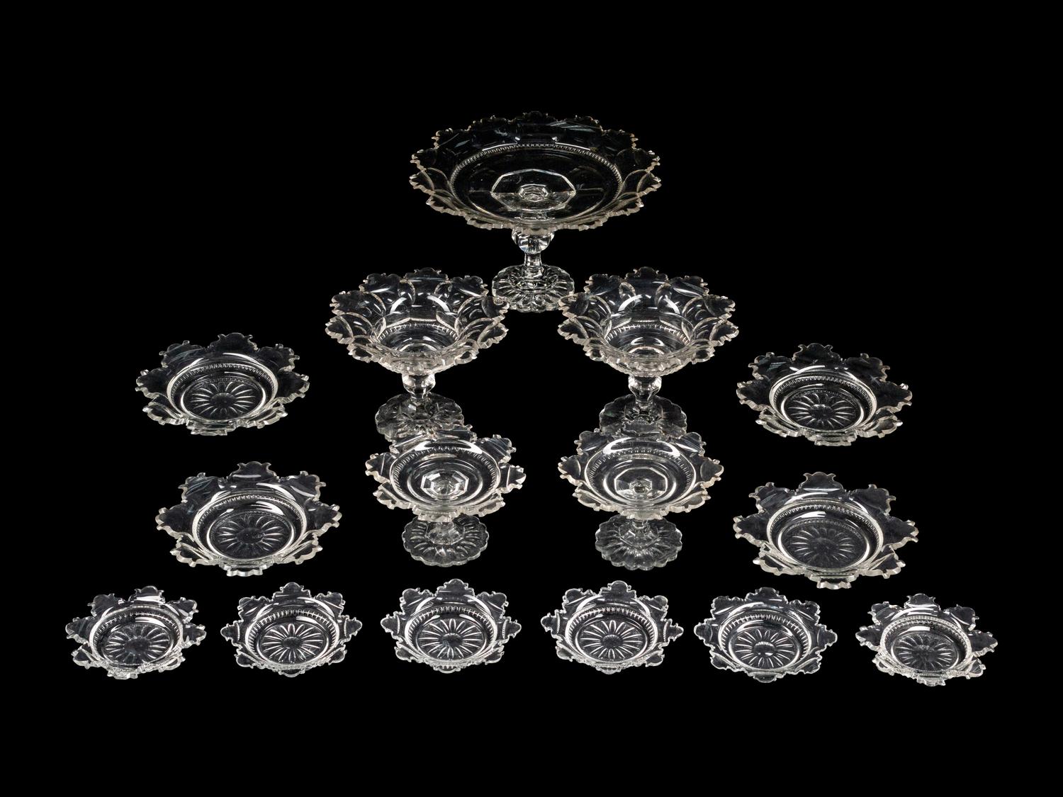 A Set of Irish Cut Glass Serving Pieces