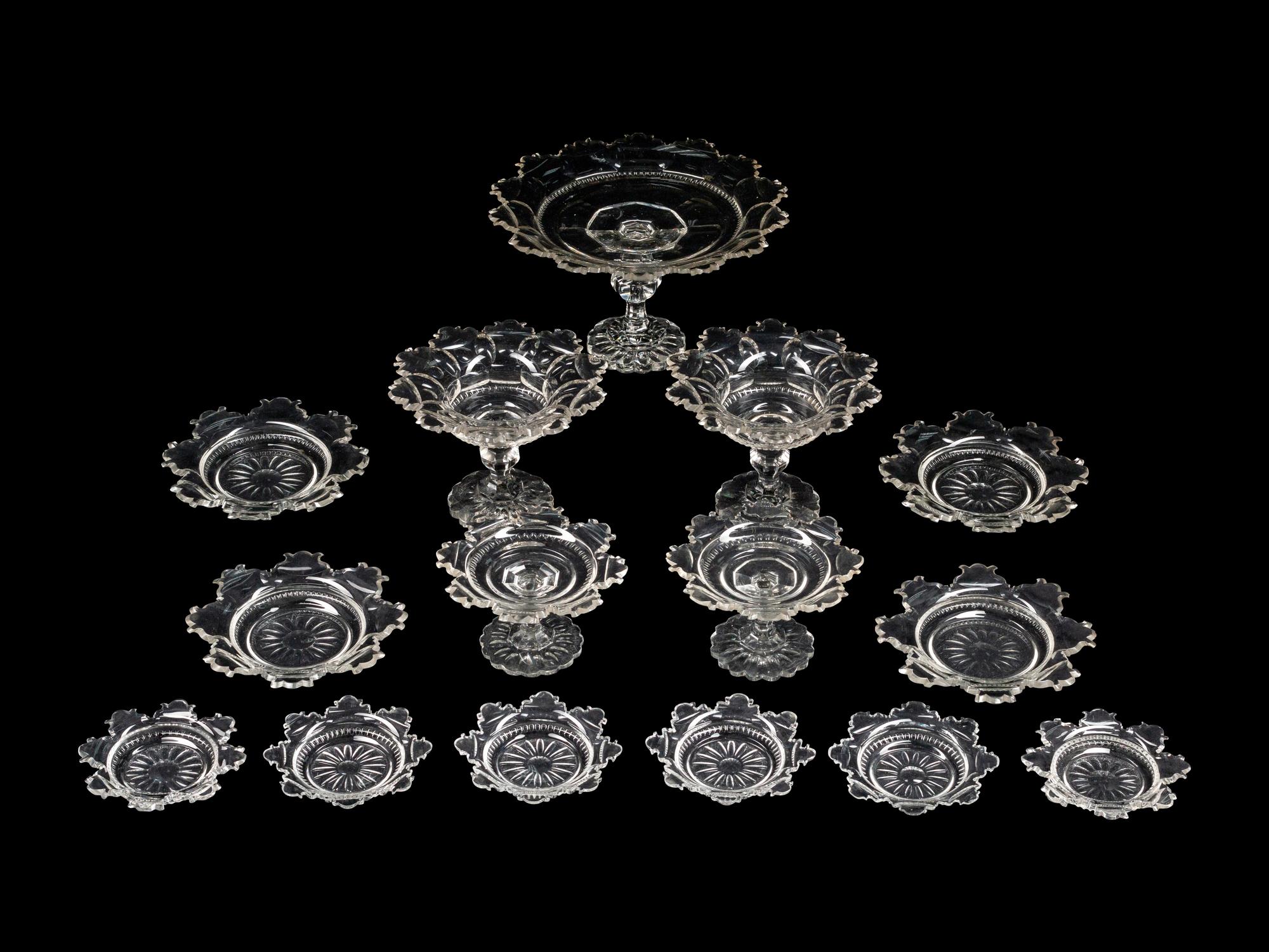 A Set of Irish Cut Glass Serving Pieces