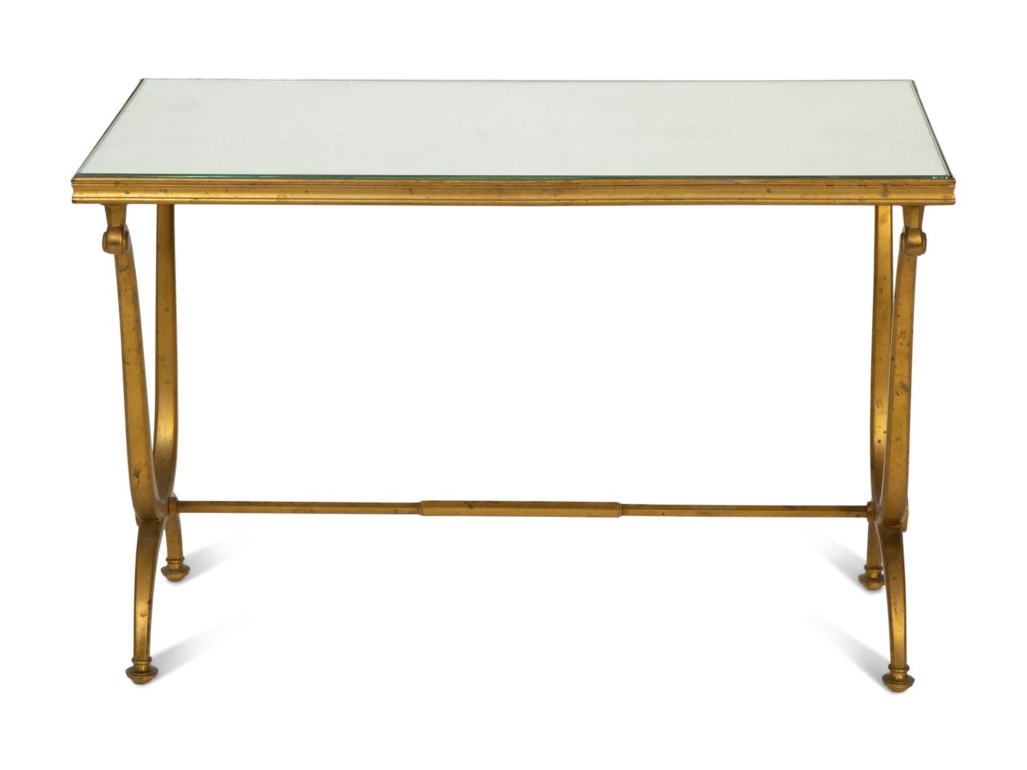 A French Gilt Bronze Table Mirror-Top Table — CIRC 1940