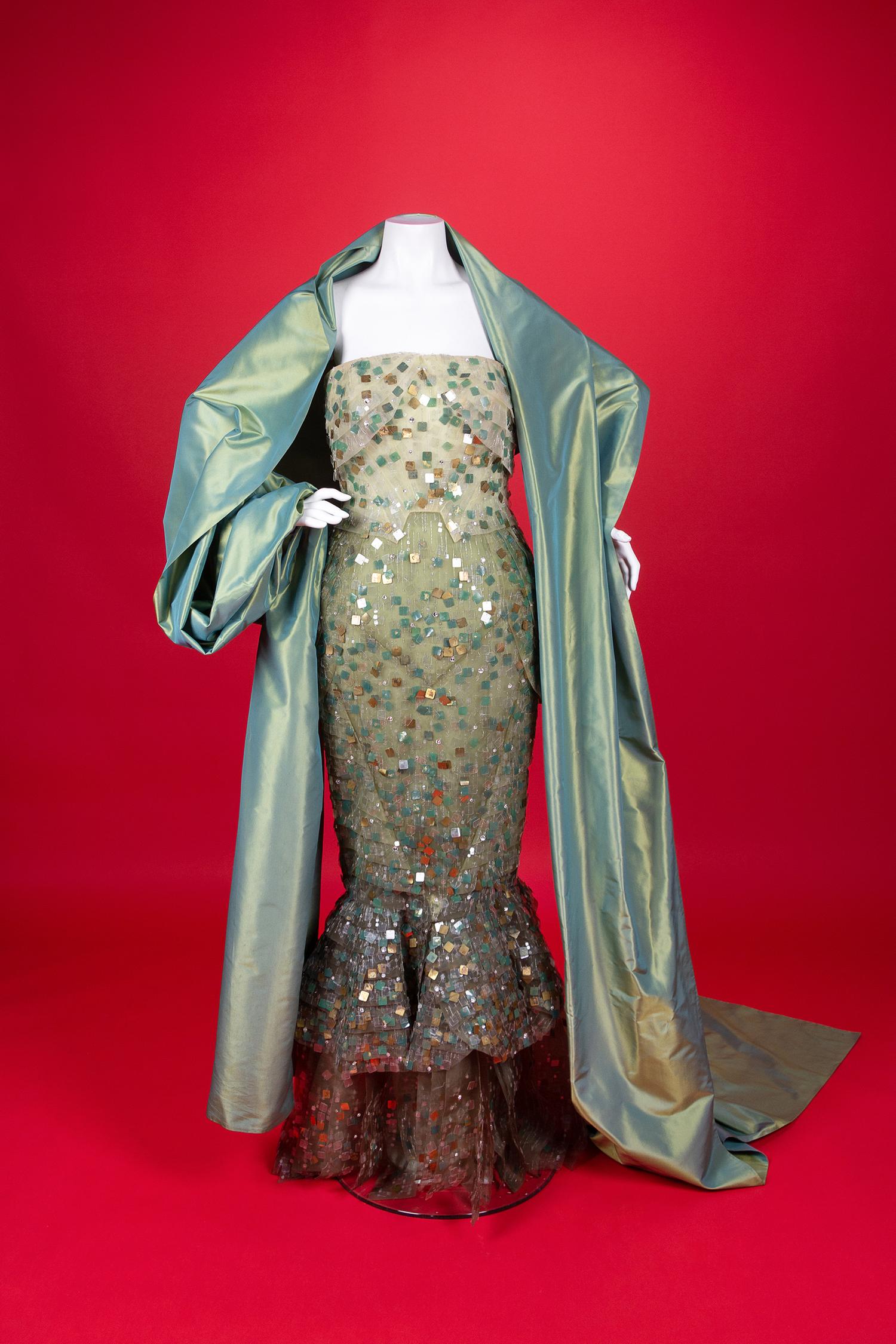 Christian Dior Haute Couture Dress and Shawl, 2007 — Renée Fleming wore this dress and shawl in 2007 in performances in the UK, Austria and US, including the BBC Proms at London’s Royal Albert Hall, accompanied by the London Philharmonic, and at the opening night of the Los Angeles Philharmonic.