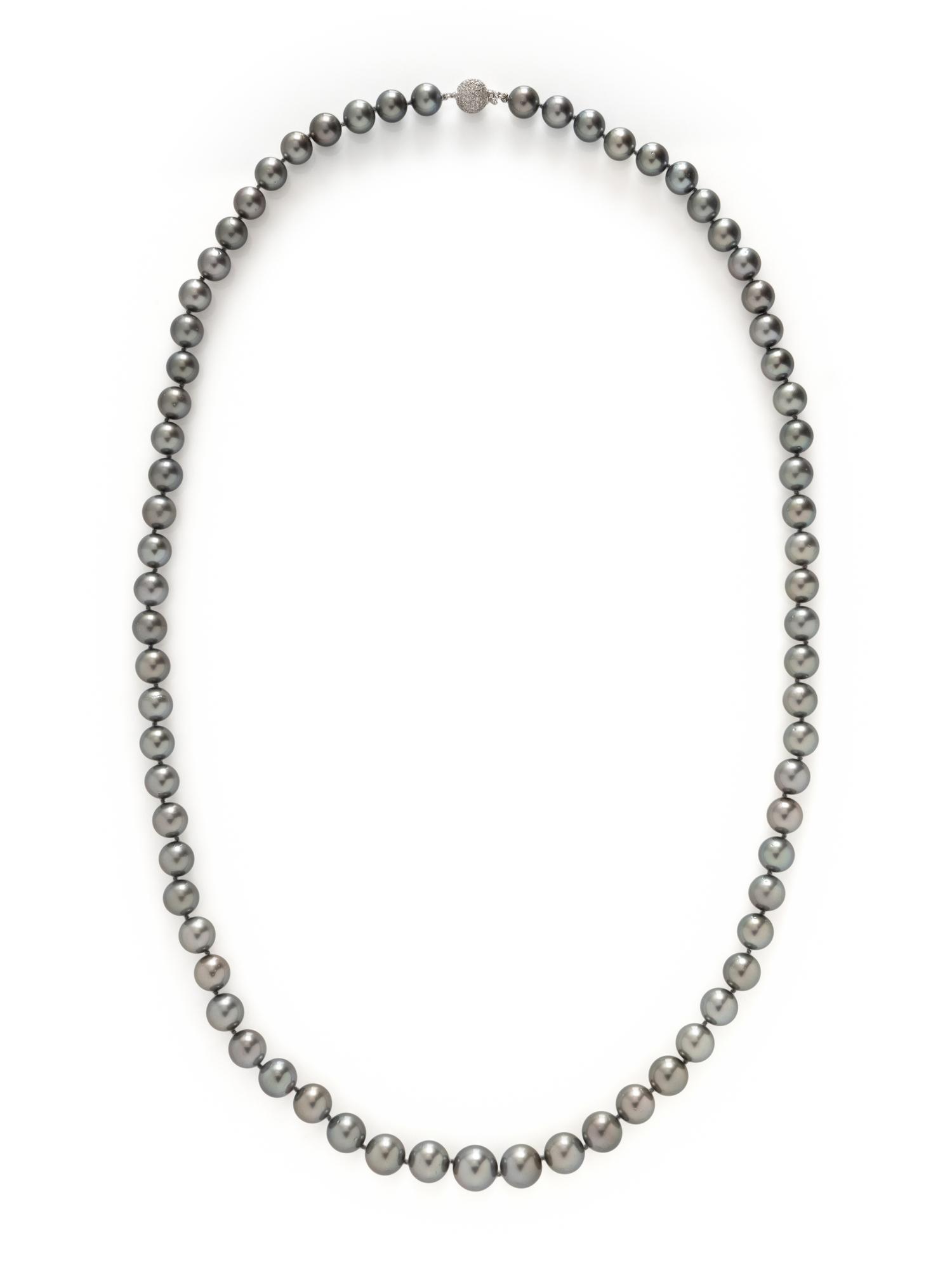 TAHITIAN CULTURED PEARL AND DIAMOND NECKLACE