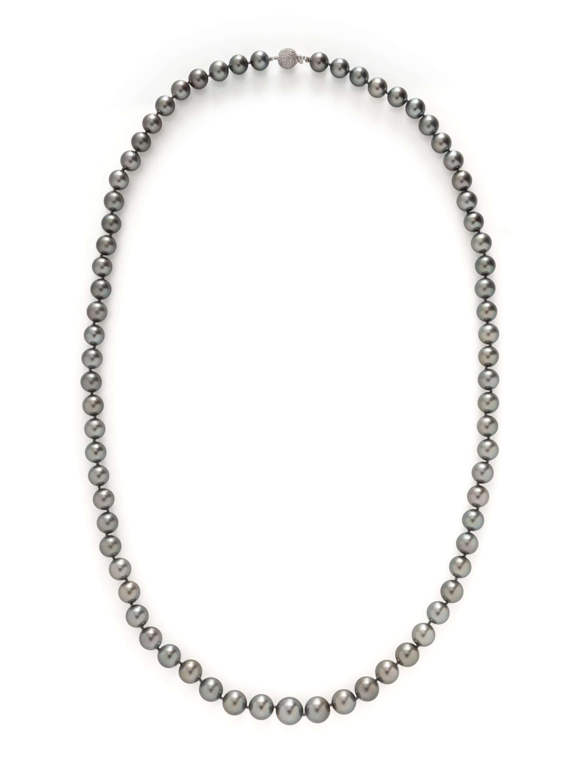 TAHITIAN CULTURED PEARL AND DIAMOND NECKLACE