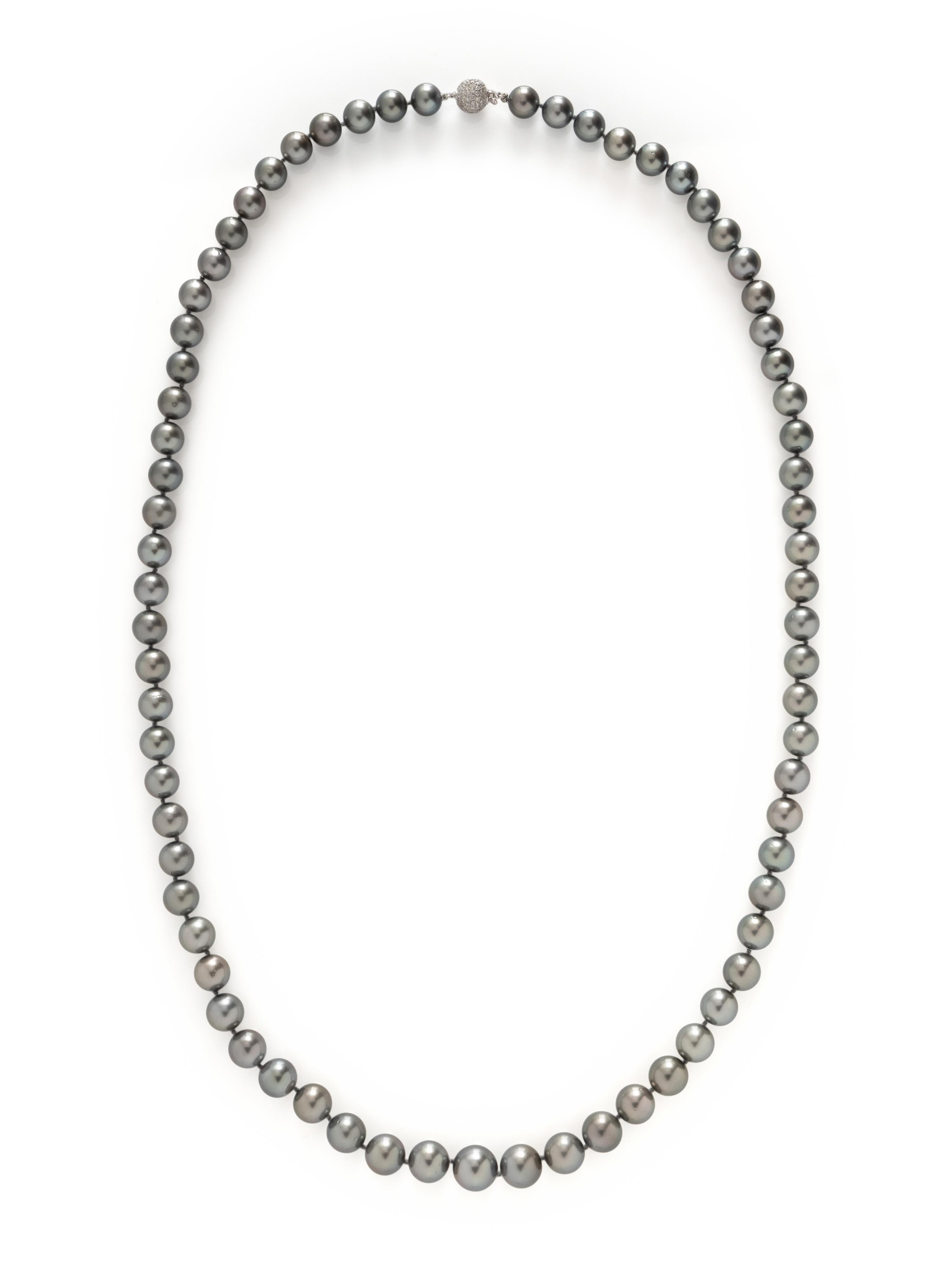TAHITIAN CULTURED PEARL AND DIAMOND NECKLACE