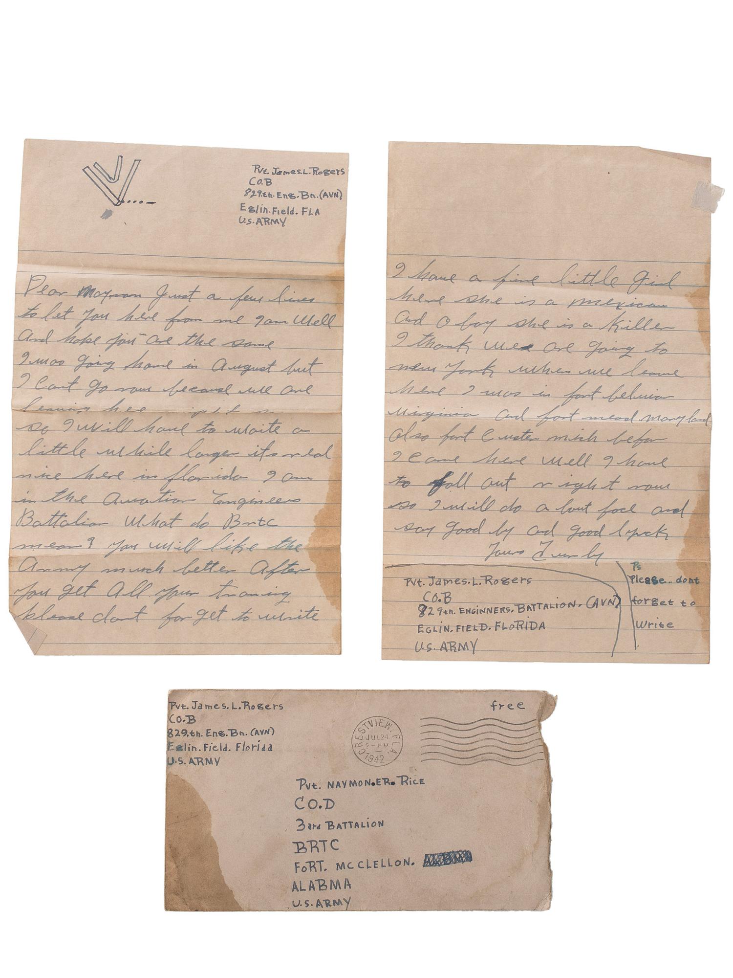 [AFRICAN AMERICANA]. Extensive manuscript archive documenting the experiences of the Rice Family of Roanoke, Virginia, during the Great Depression and World Wars I and II. Ca 1892-1950s.