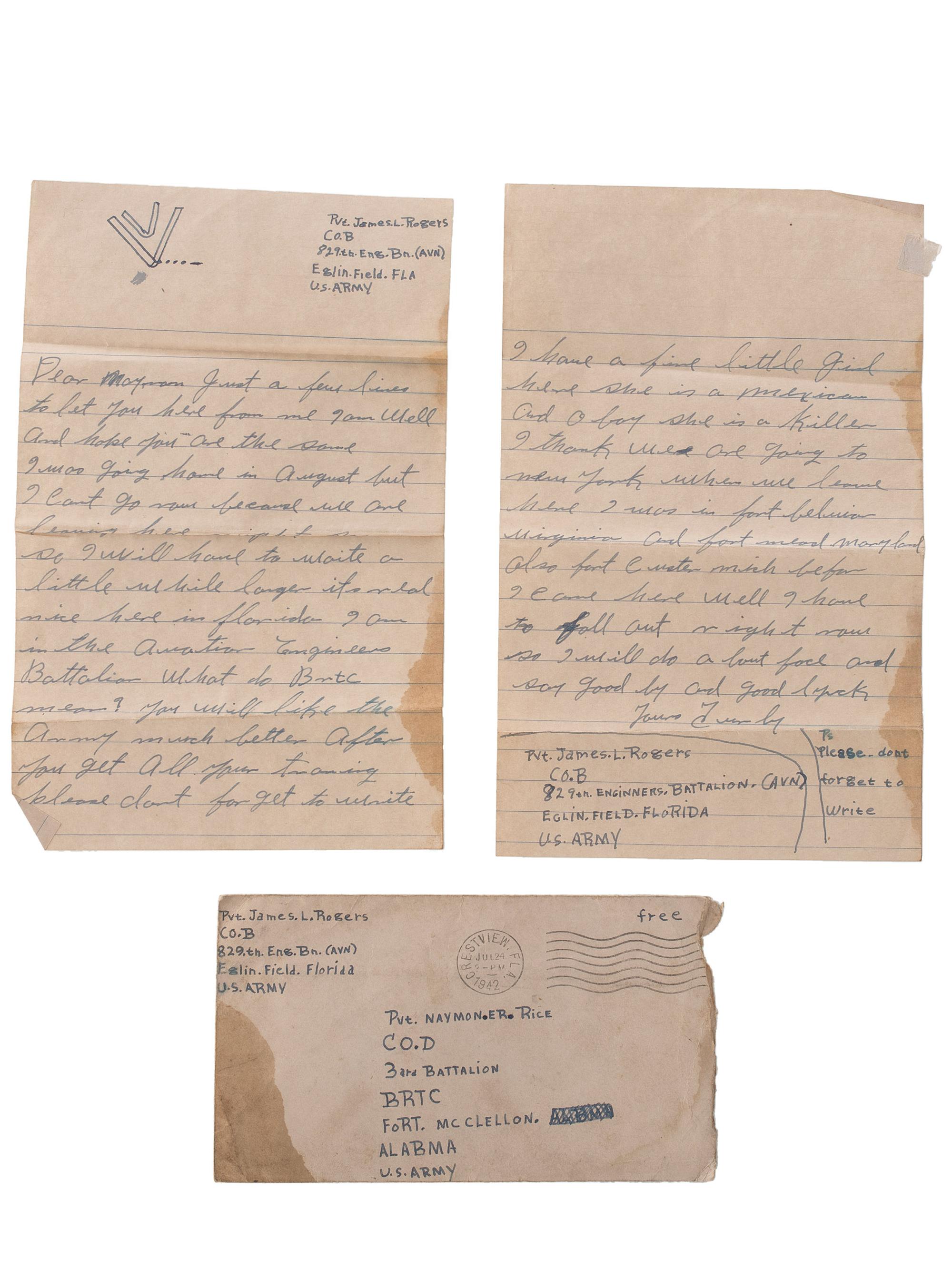 [AFRICAN AMERICANA]. Extensive manuscript archive documenting the experiences of the Rice Family of Roanoke, Virginia, during the Great Depression and World Wars I and II. Ca 1892-1950s.